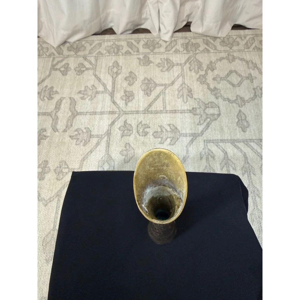 VTG Solid Brass Floral Hand Engraved Long Neck 14